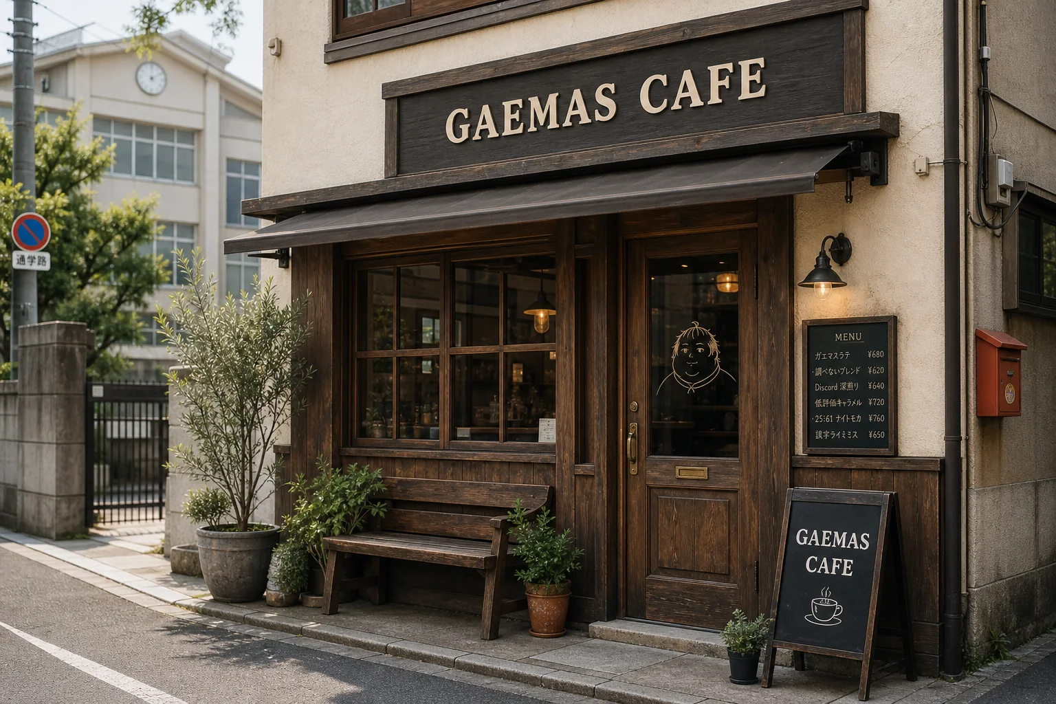 ガエマス学園の近くにあるGAEMAS CAFEのリアルな外観